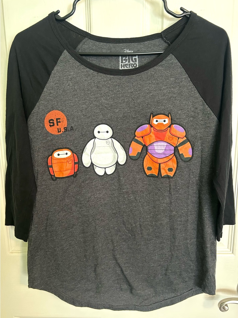 Disney Baymax Raglan Tee - Gray & Black